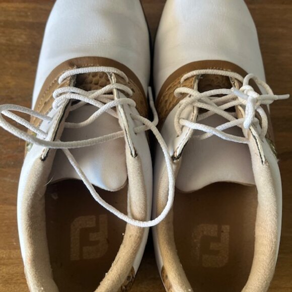 FOOTJOY WOMENS LOPRO COLLECTION GOLF SHOES WHITE/TAN SIZE 6.5 MODEL#93926 - Picture 6 of 9